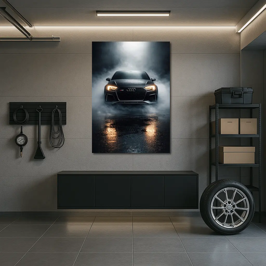 Audi RS3 Front View Dark Foggy Night – Wall Art