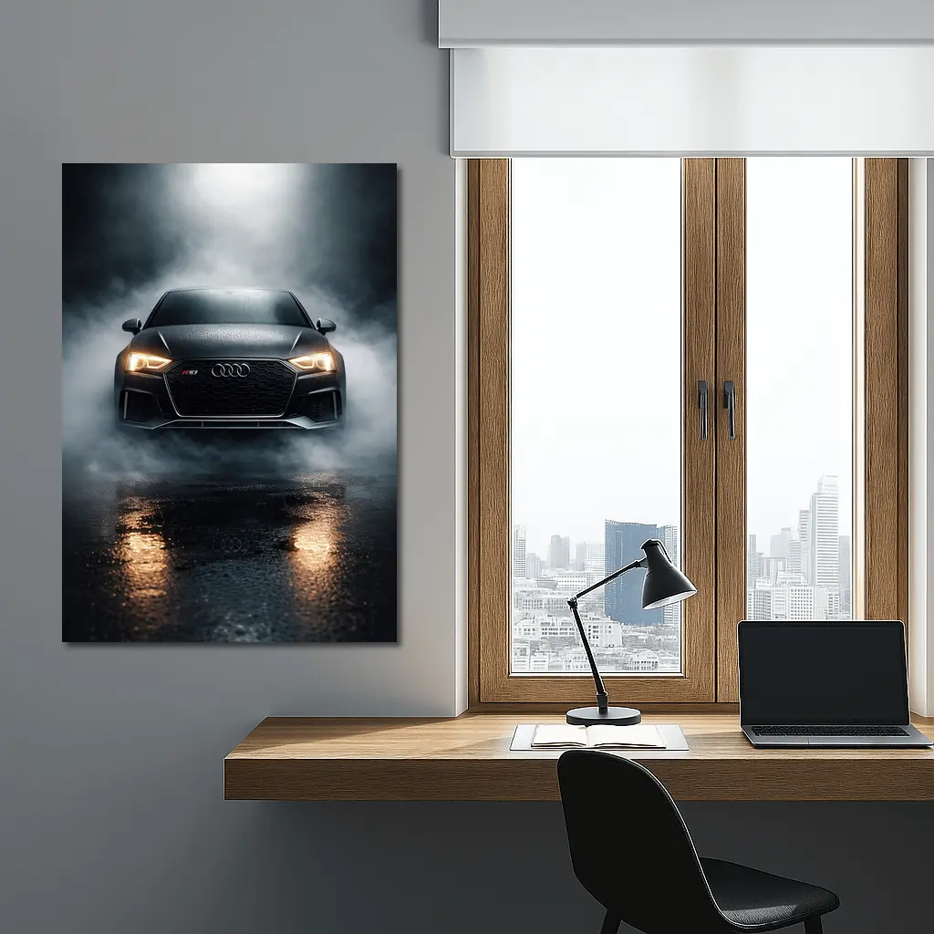 Audi RS3 Front View Dark Foggy Night – Wall Art