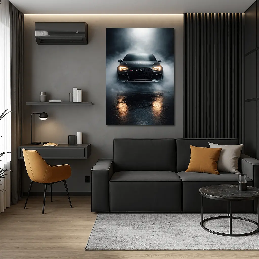 Audi RS3 Front View Dark Foggy Night – Wall Art