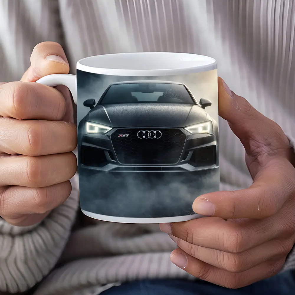 Audi RS3 Front View Dark Foggy Night – Mugs