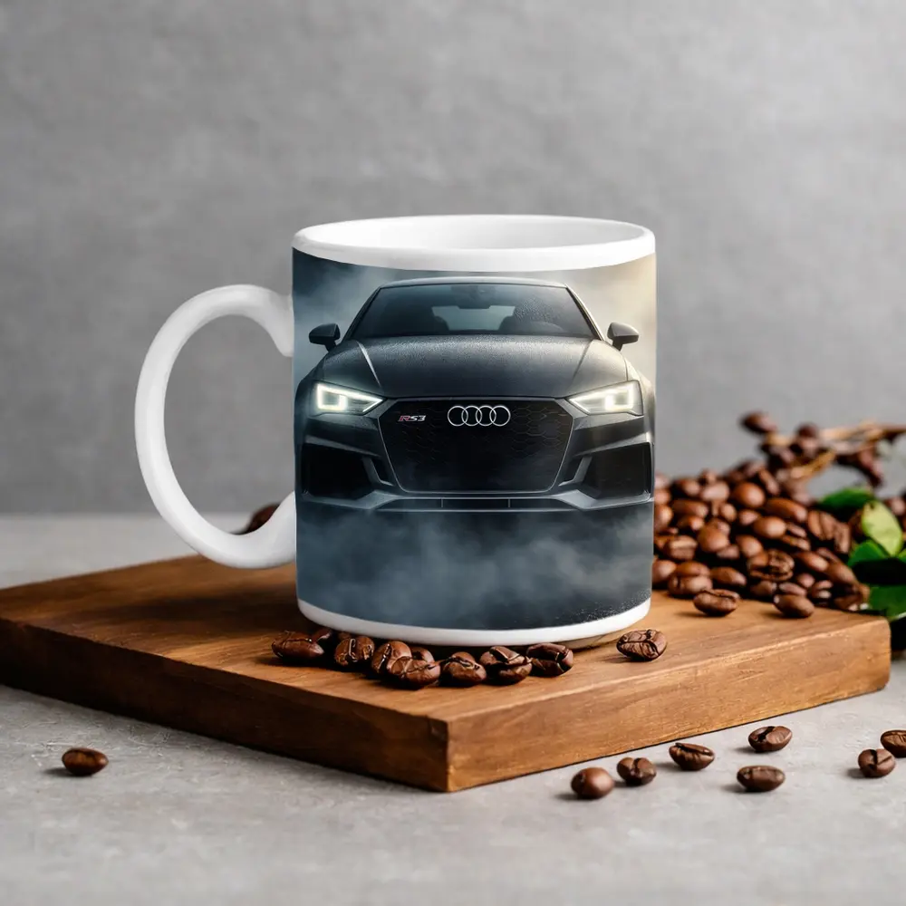 Audi RS3 Front View Dark Foggy Night – Mugs