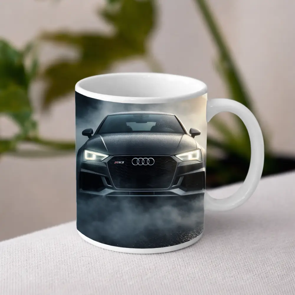 Audi RS3 Front View Dark Foggy Night – Mugs