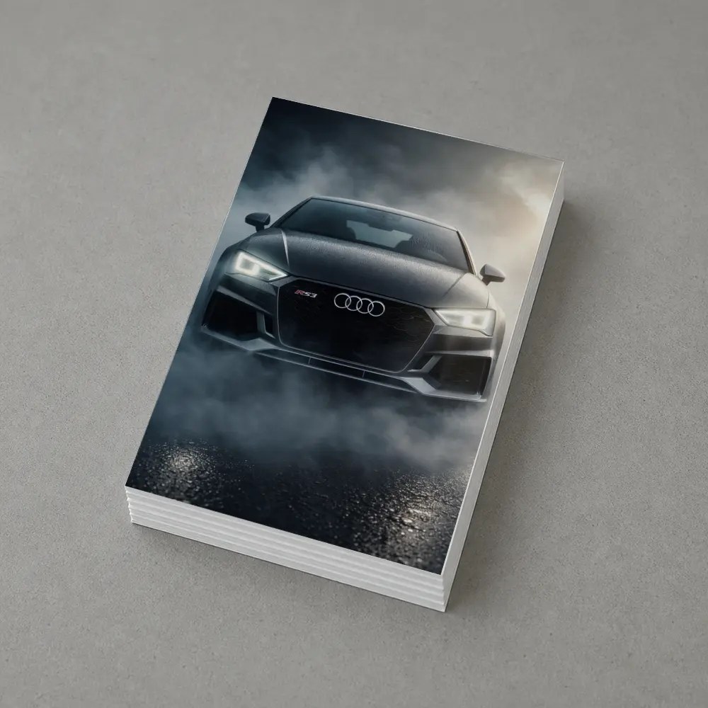 Audi RS3 Front View Dark Foggy Night – Postcards