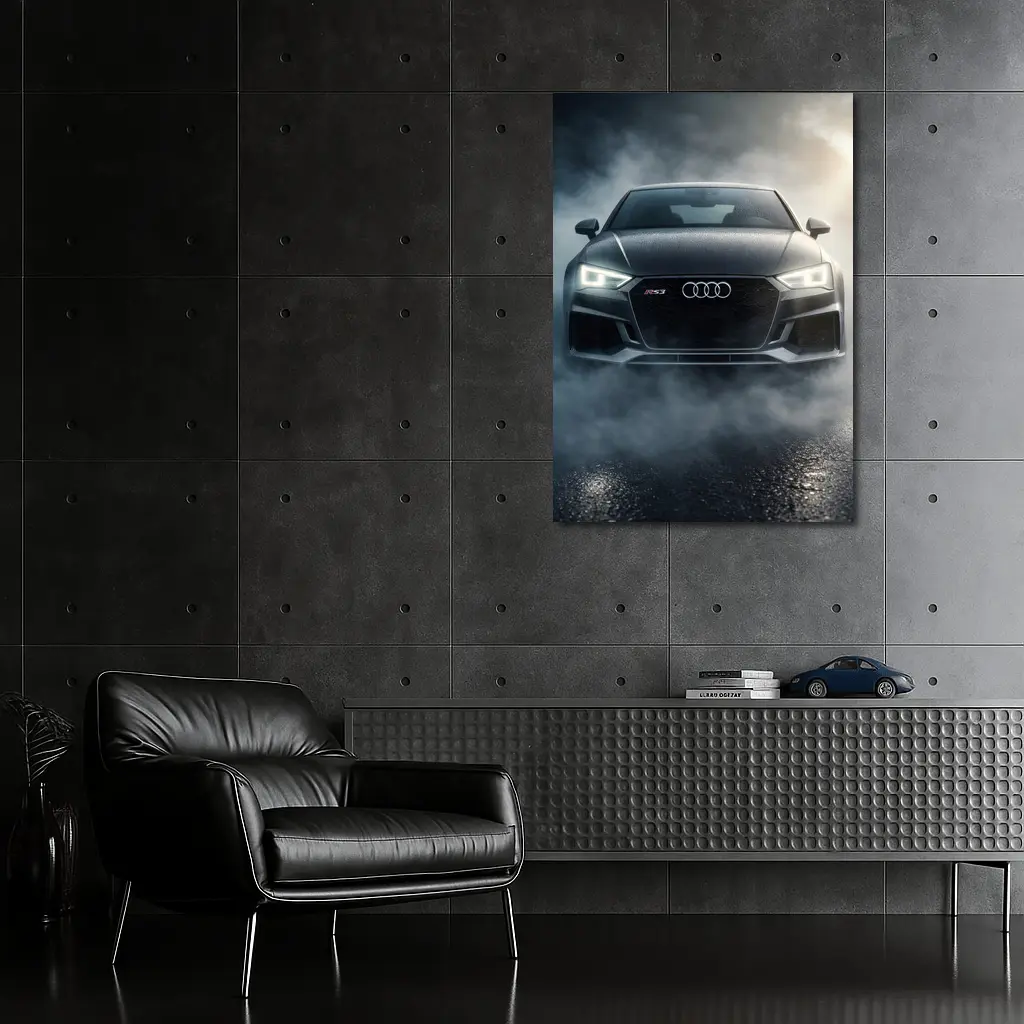 Audi RS3 Front View Dark Foggy Night – Wall Art
