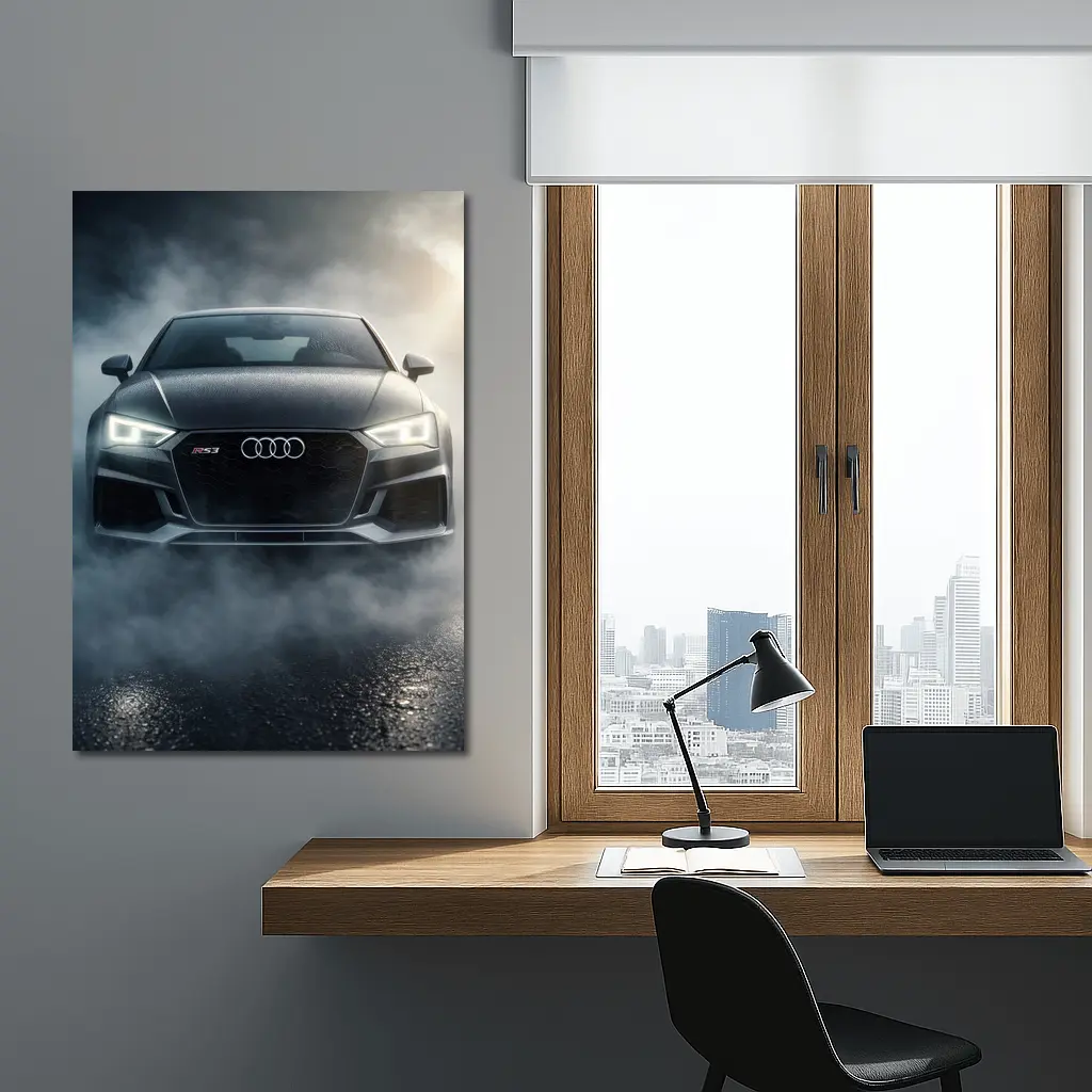 Audi RS3 Front View Dark Foggy Night – Wall Art