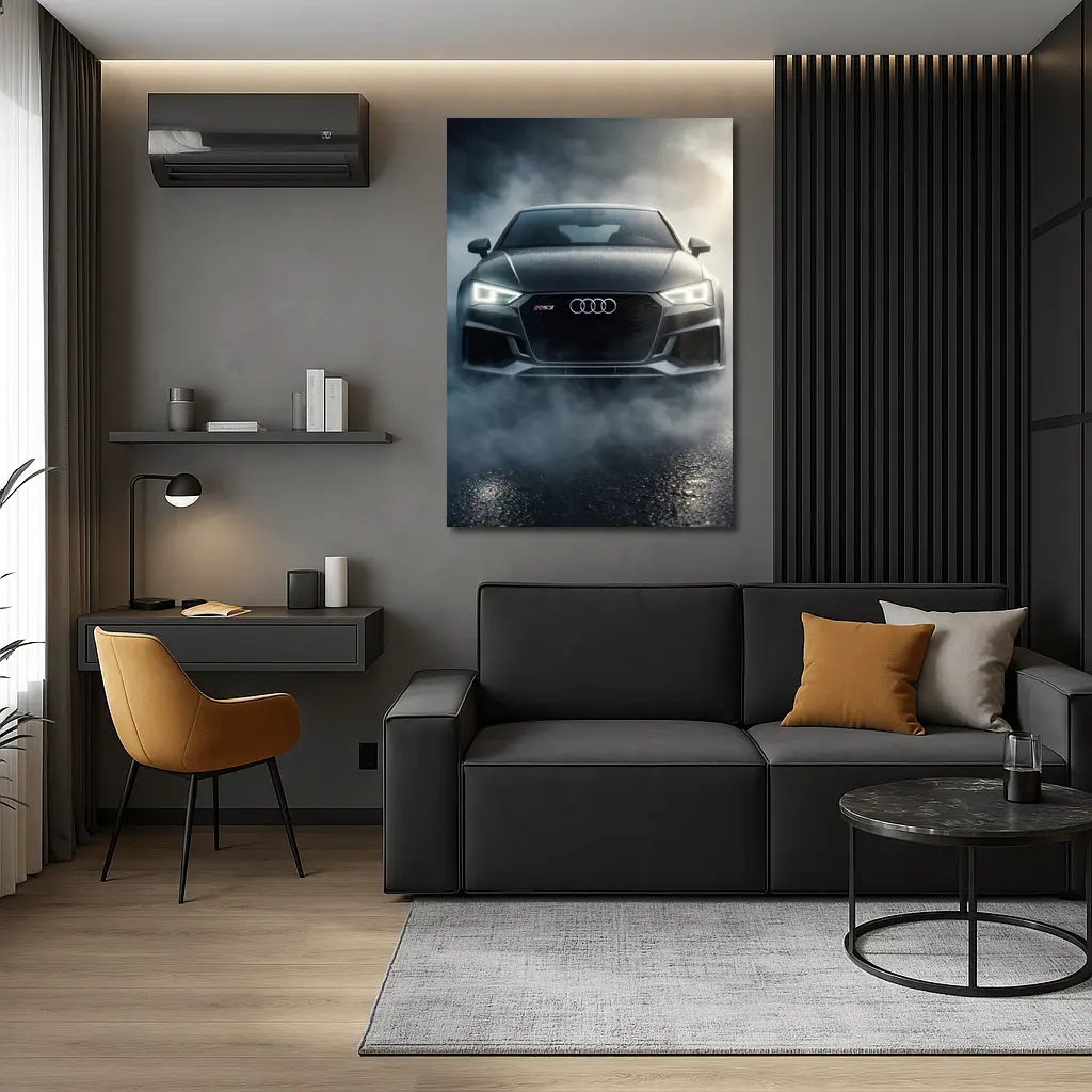 Audi RS3 Front View Dark Foggy Night – Wall Art