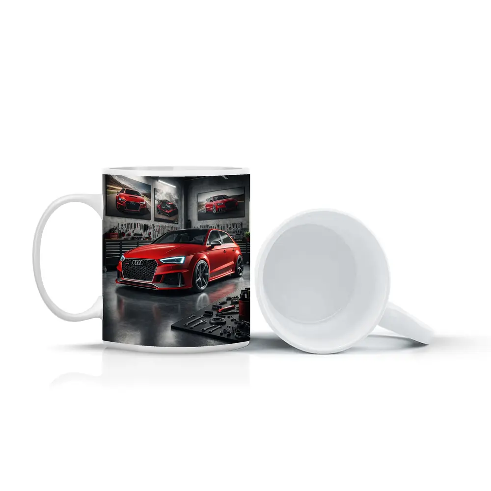 Audi RS3 Red Hot Hatchback Garage Scene – Mugs