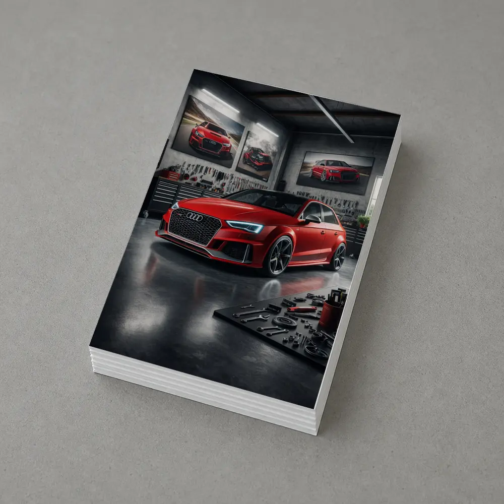 Audi RS3 Red Hot Hatchback Garage Scene – Postcards