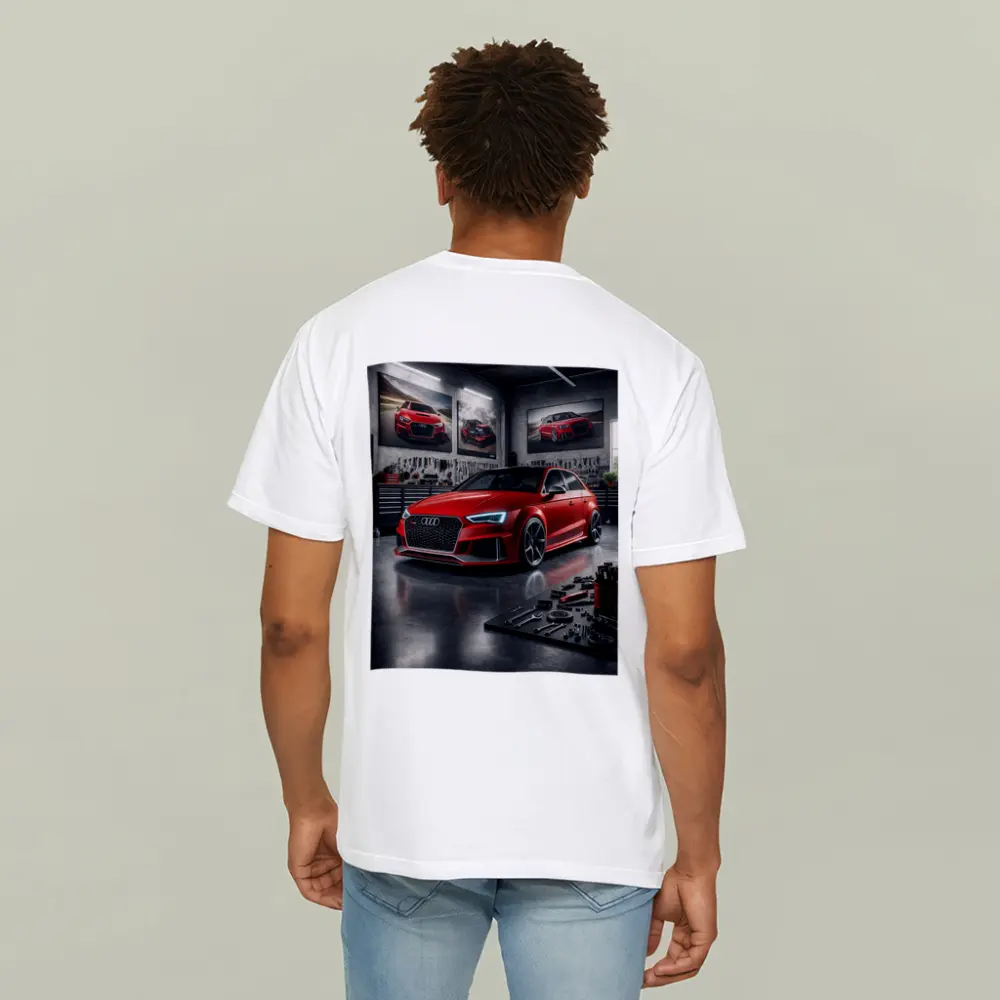 Audi RS3 Red Hot Hatchback Garage Scene – T-Shirts