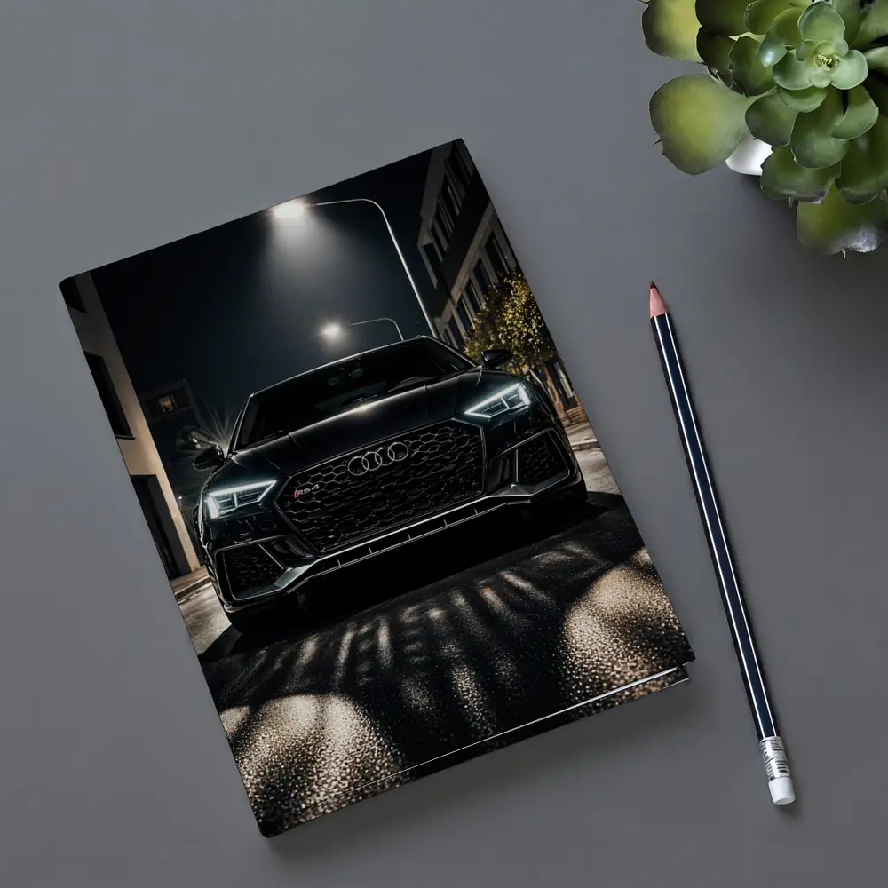 Audi RS4 Black Front View Night Street – Notebooks