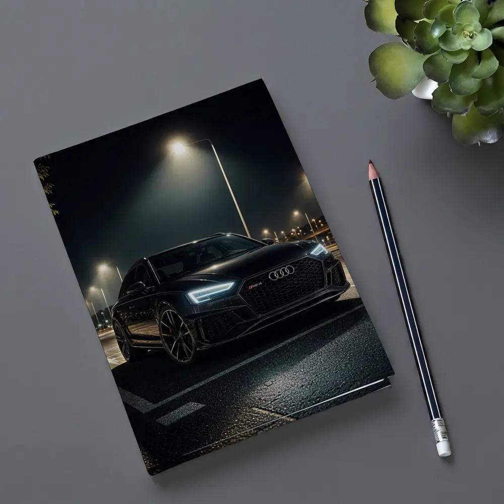 Audi RS4 Black Sedan Night Street – Notebooks