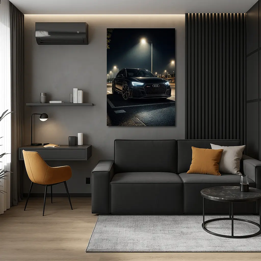 Audi RS4 Black Sedan Night Street – Wall Art
