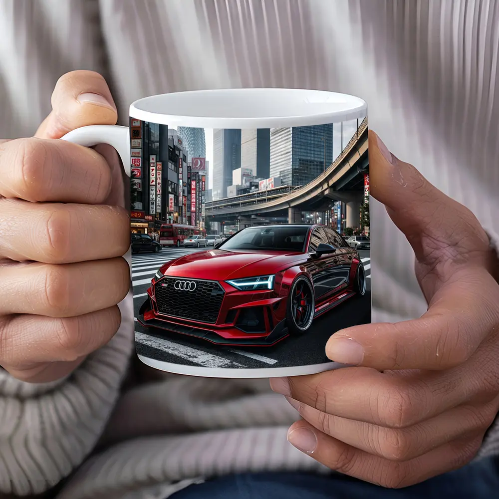 Audi RS4 Red Tokyo City Streets – Mugs