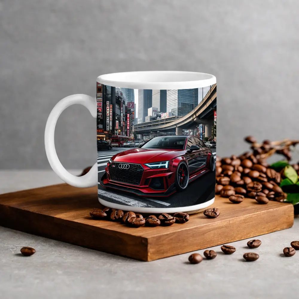 Audi RS4 Red Tokyo City Streets – Mugs