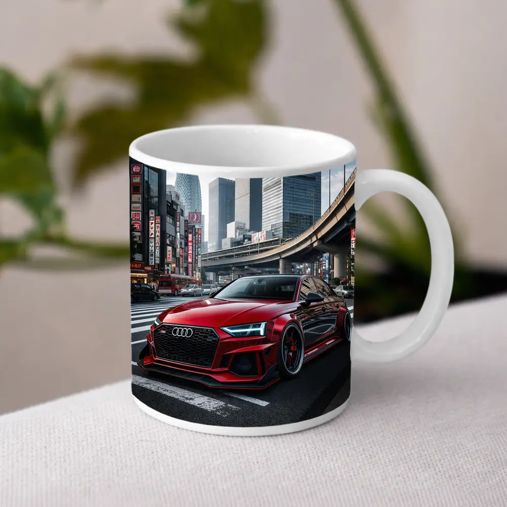 Audi RS4 Red Tokyo City Streets – Mugs