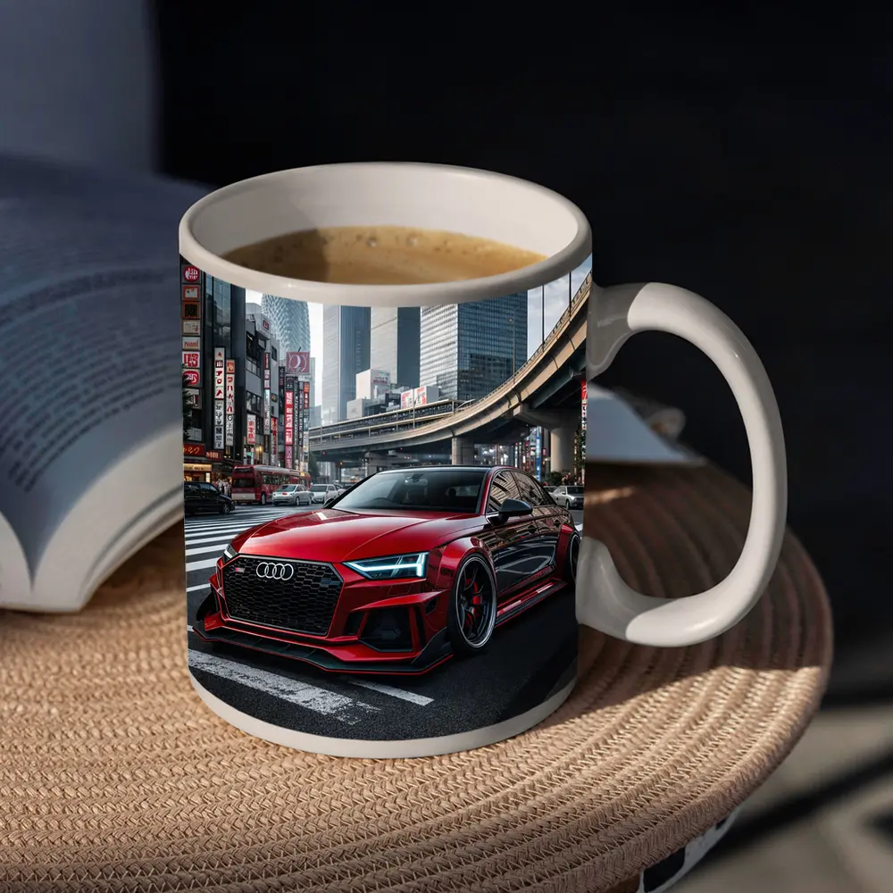 Audi RS4 Red Tokyo City Streets – Mugs