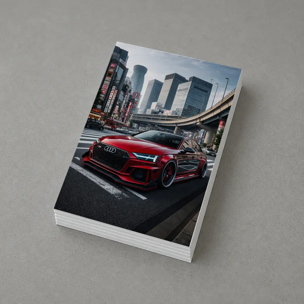 Audi RS4 Red Tokyo City Streets – Postcards