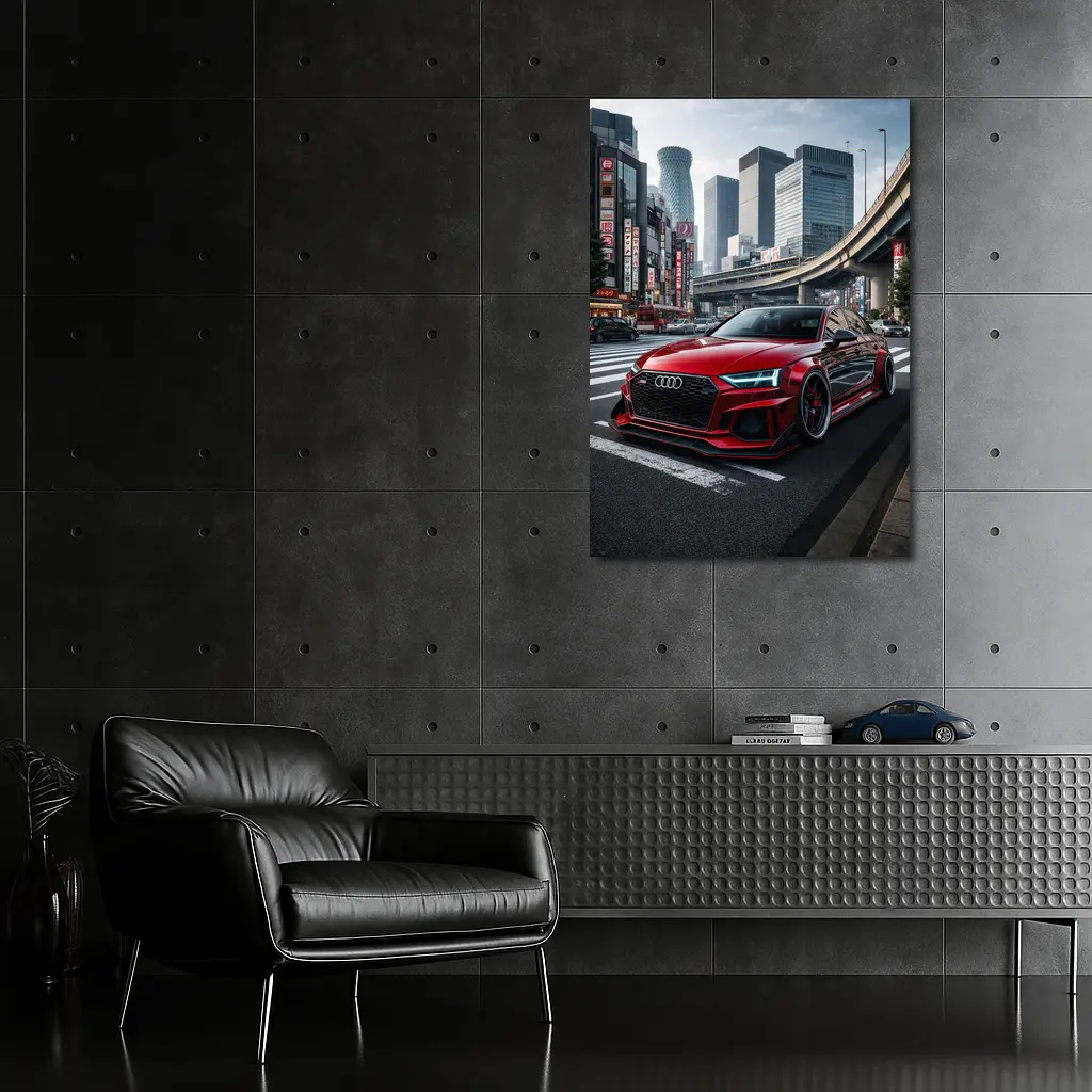 Audi RS4 Red Tokyo City Streets – Wall Art