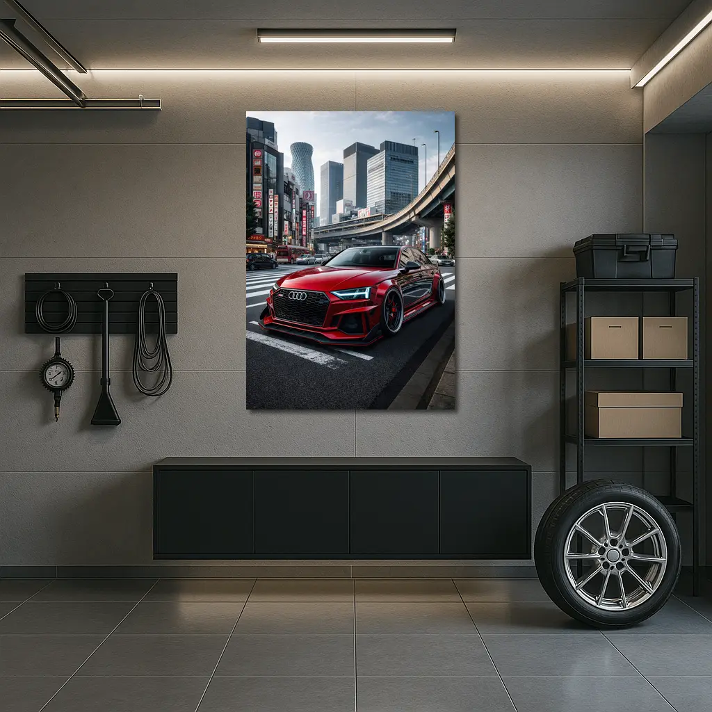 Audi RS4 Red Tokyo City Streets – Wall Art