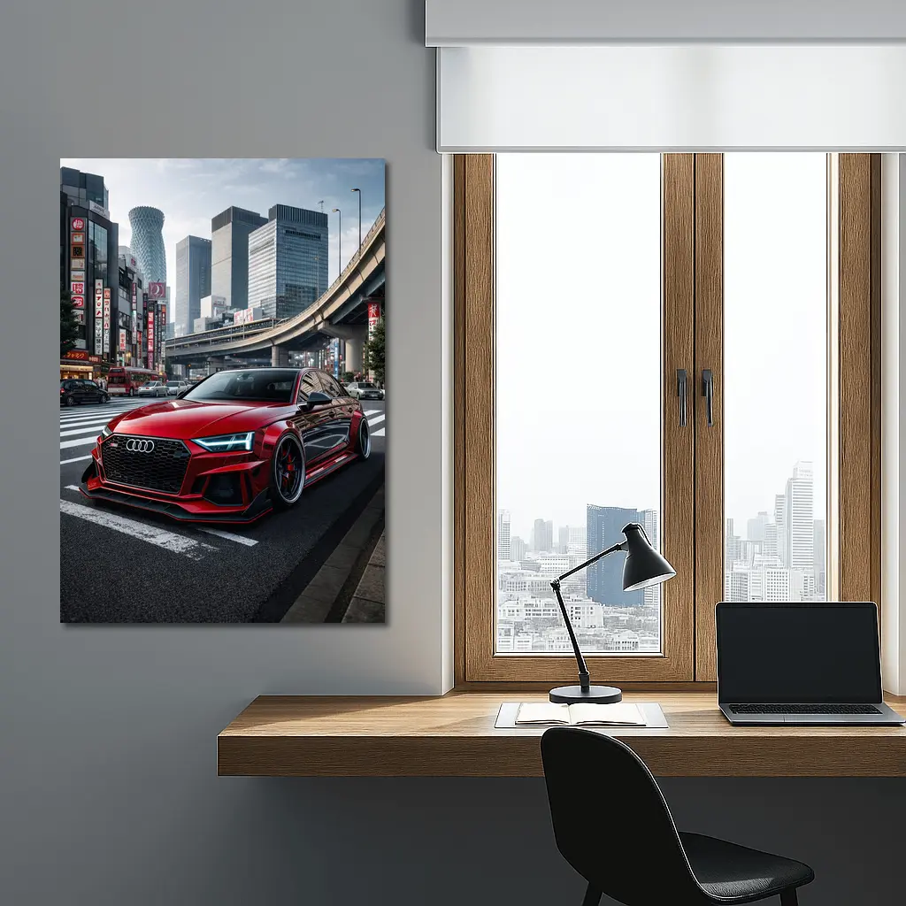 Audi RS4 Red Tokyo City Streets – Wall Art