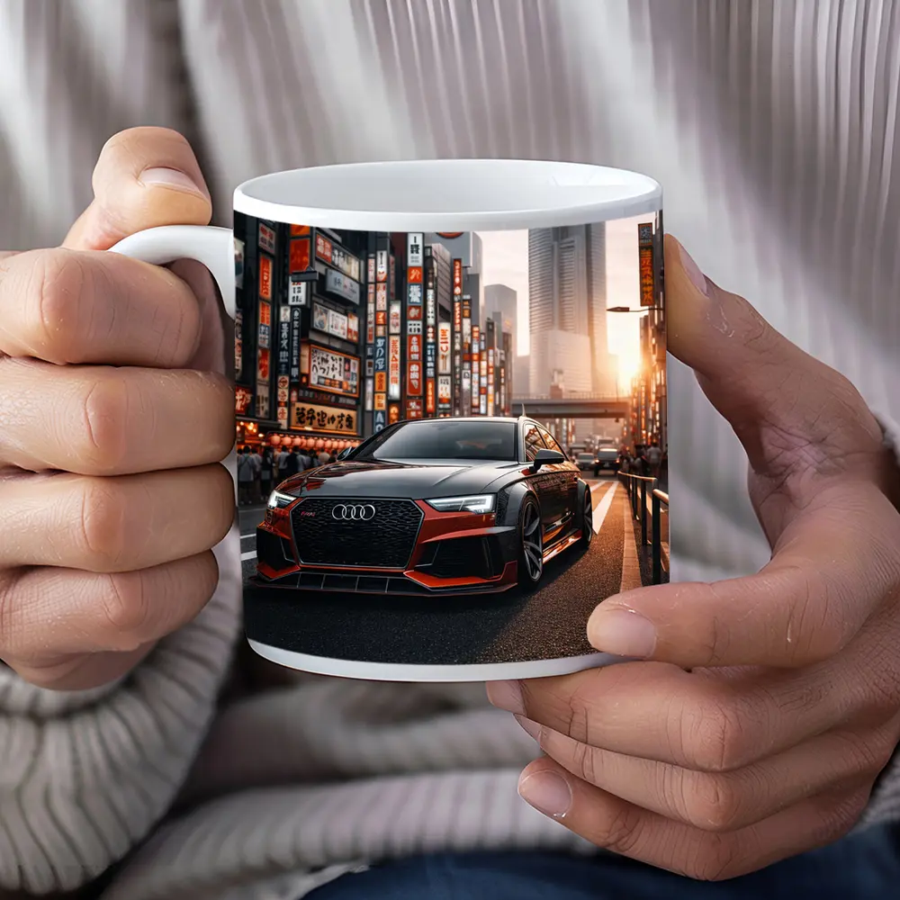 Audi RS4 Glowing Tokyo City Streets Sunset – Mugs