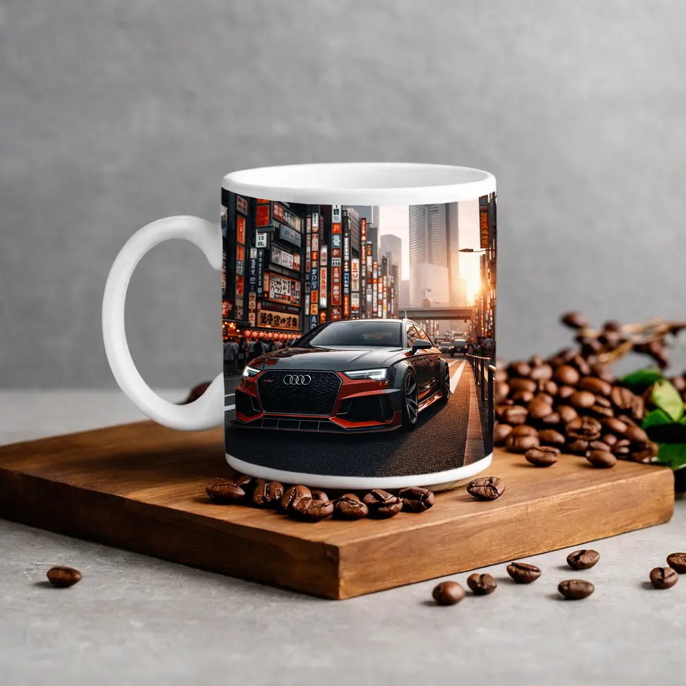 Audi RS4 Glowing Tokyo City Streets Sunset – Mugs