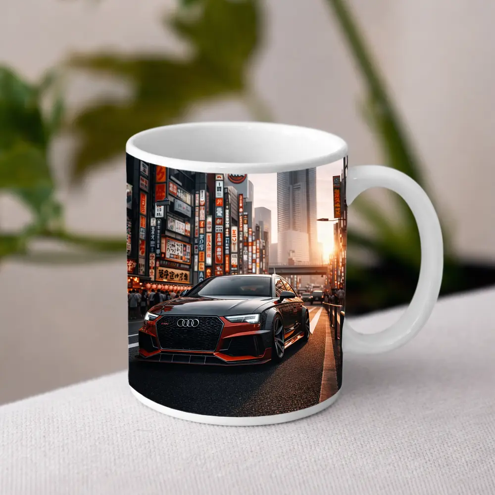 Audi RS4 Glowing Tokyo City Streets Sunset – Mugs