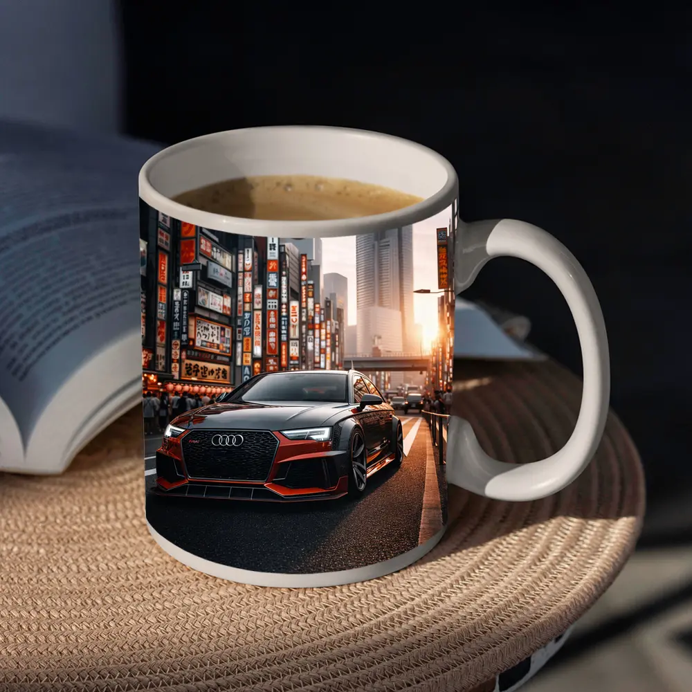 Audi RS4 Glowing Tokyo City Streets Sunset – Mugs