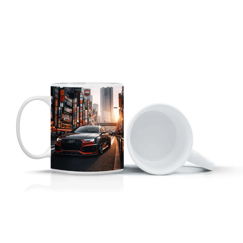 Audi RS4 Glowing Tokyo City Streets Sunset – Mugs