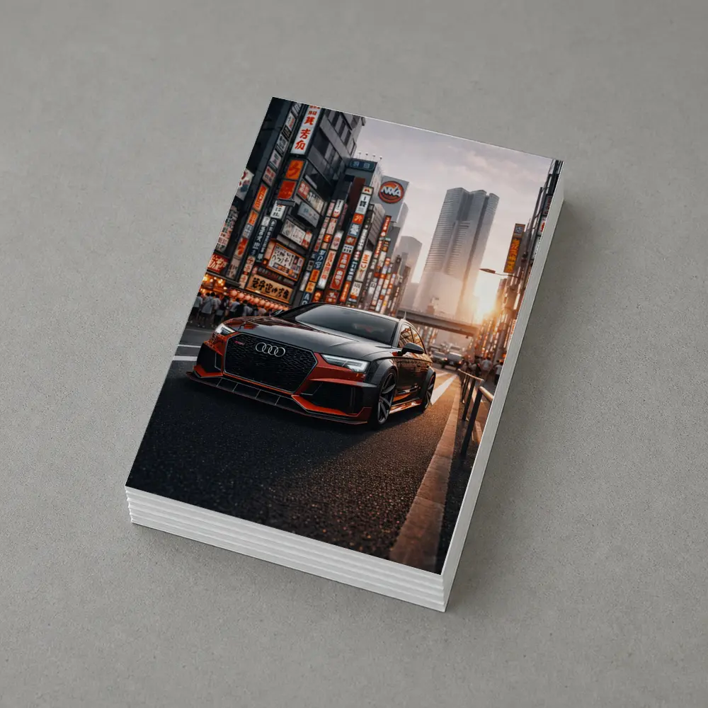 Audi RS4 Glowing Tokyo City Streets Sunset – Postcards