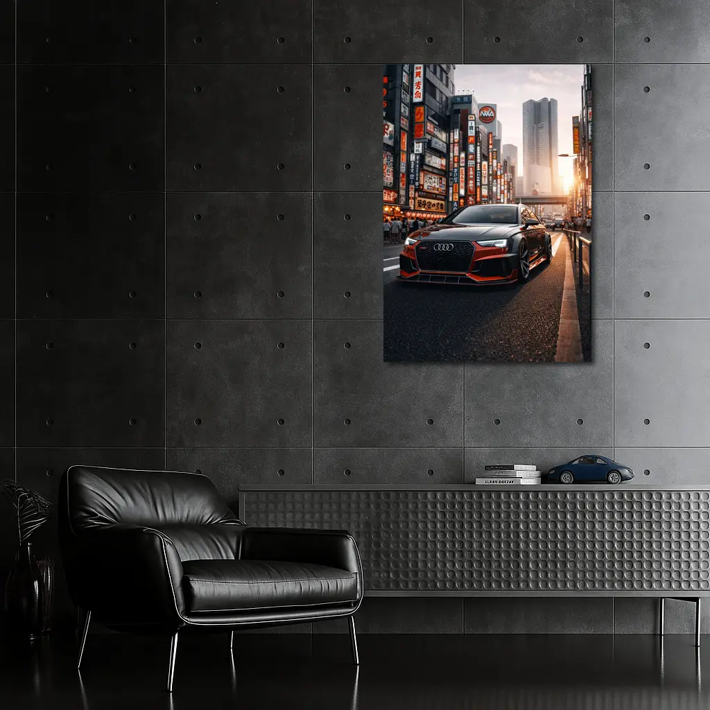 Audi RS4 Glowing Tokyo City Streets Sunset – Wall Art