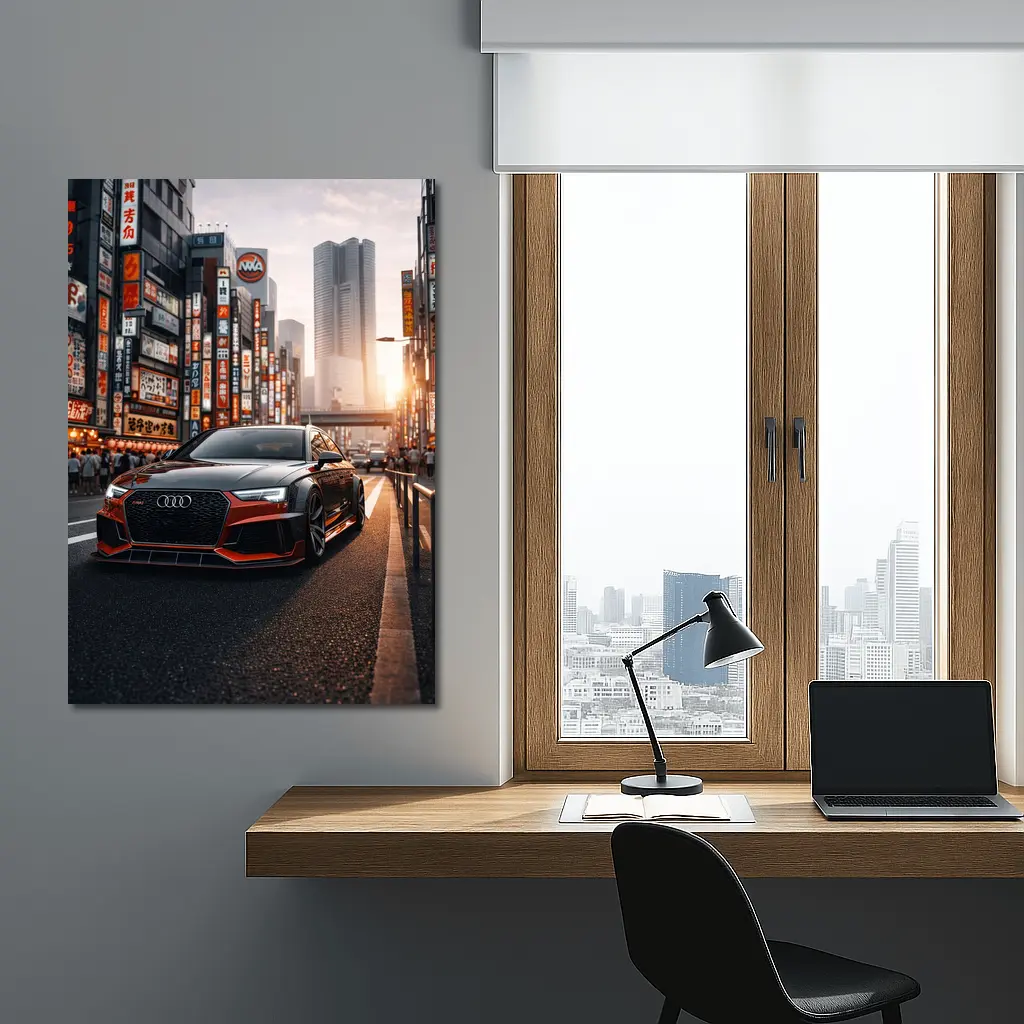 Audi RS4 Glowing Tokyo City Streets Sunset – Wall Art