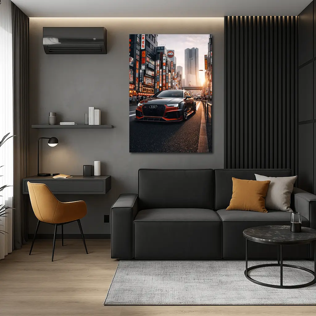 Audi RS4 Glowing Tokyo City Streets Sunset – Wall Art