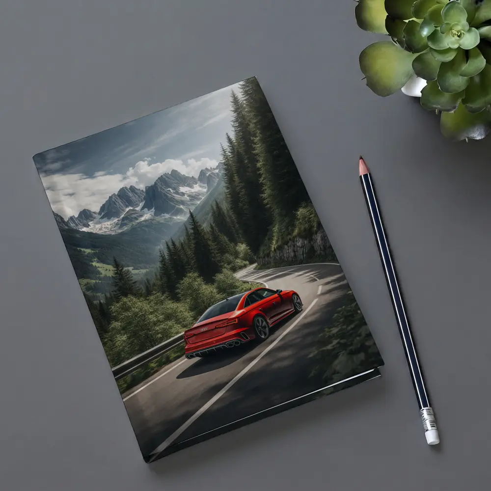 Audi RS4 Red Sedan Mountain Forest Road – Notebooks