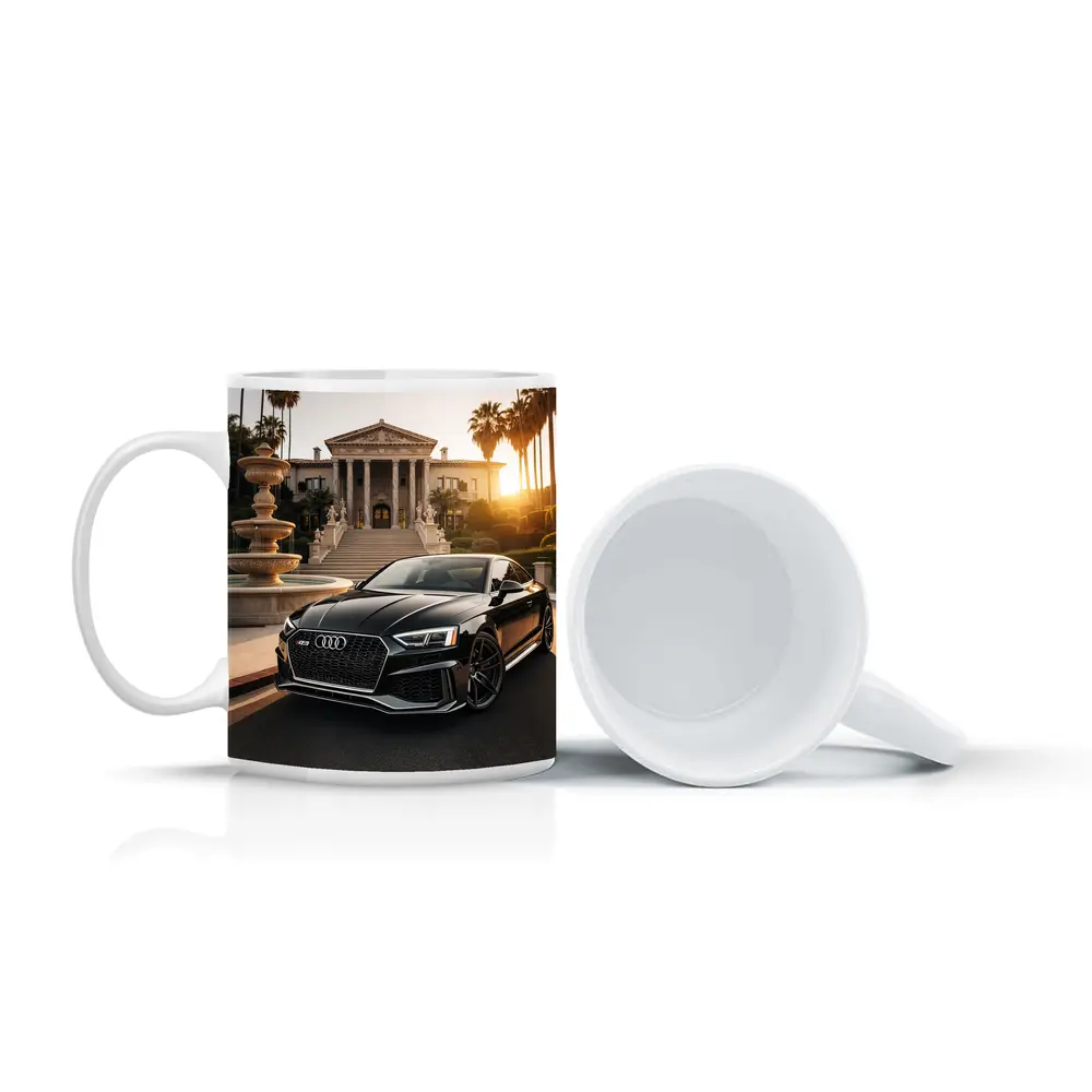 Audi RS5 Black Coupe Mansion Sunset – Mugs