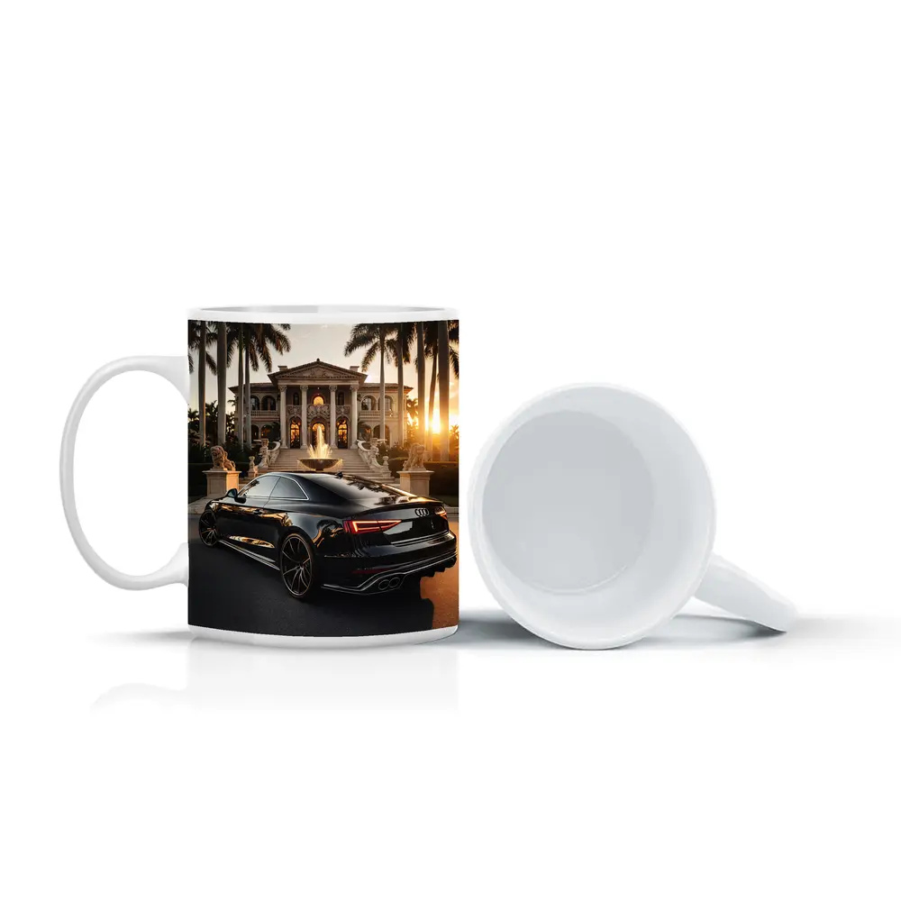 Audi RS5 Black Coupe Luxury Mansion Sunset – Mugs