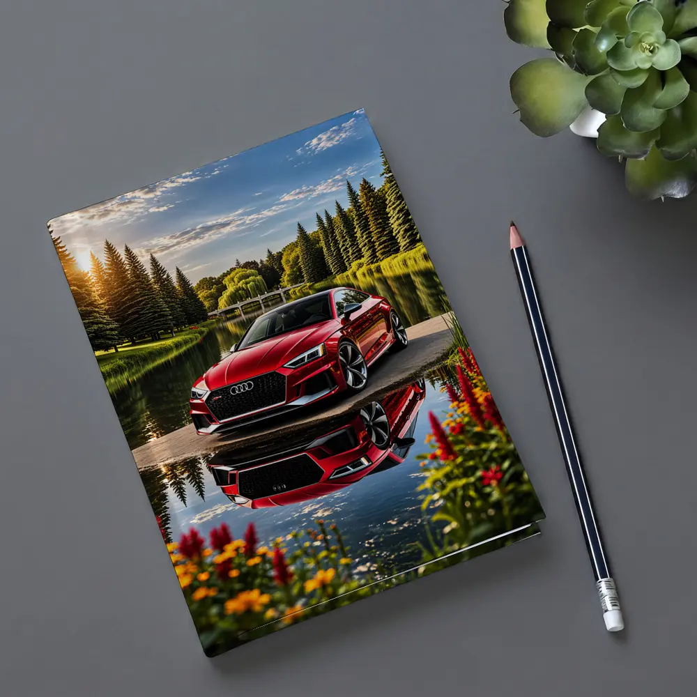 Audi RS5 Red Coupe Lakeside Park Setting – Notebooks