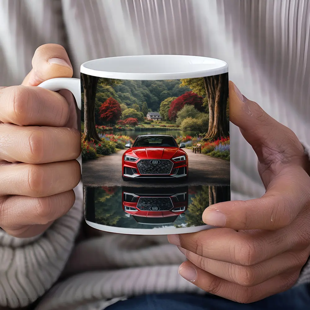 Audi RS5 Parked By Scenic Forest Lake – Mugs