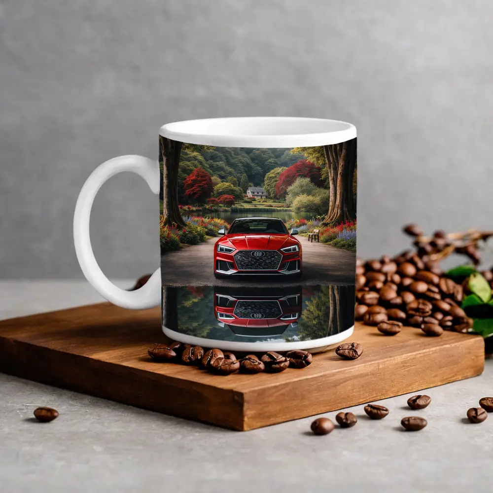 Audi RS5 Parked By Scenic Forest Lake – Mugs