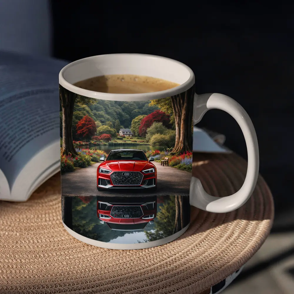 Audi RS5 Parked By Scenic Forest Lake – Mugs