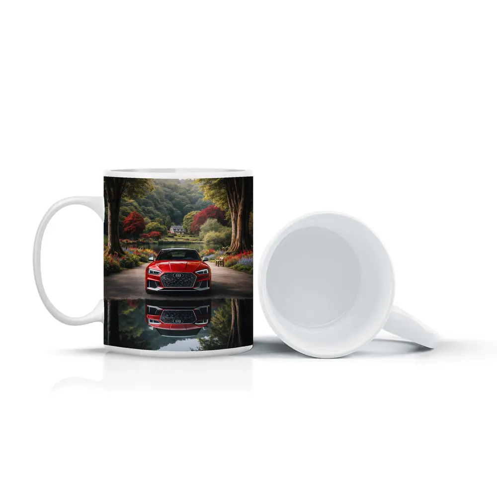 Audi RS5 Parked By Scenic Forest Lake – Mugs