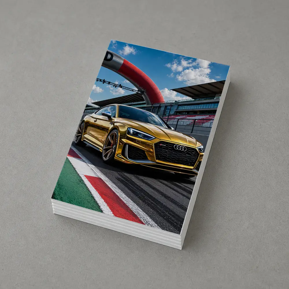 Audi RS5 Gold on Race Track – Postcards