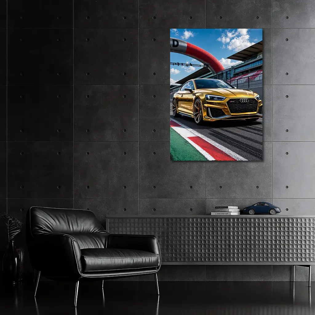 Audi RS5 Gold on Race Track – Wall Art