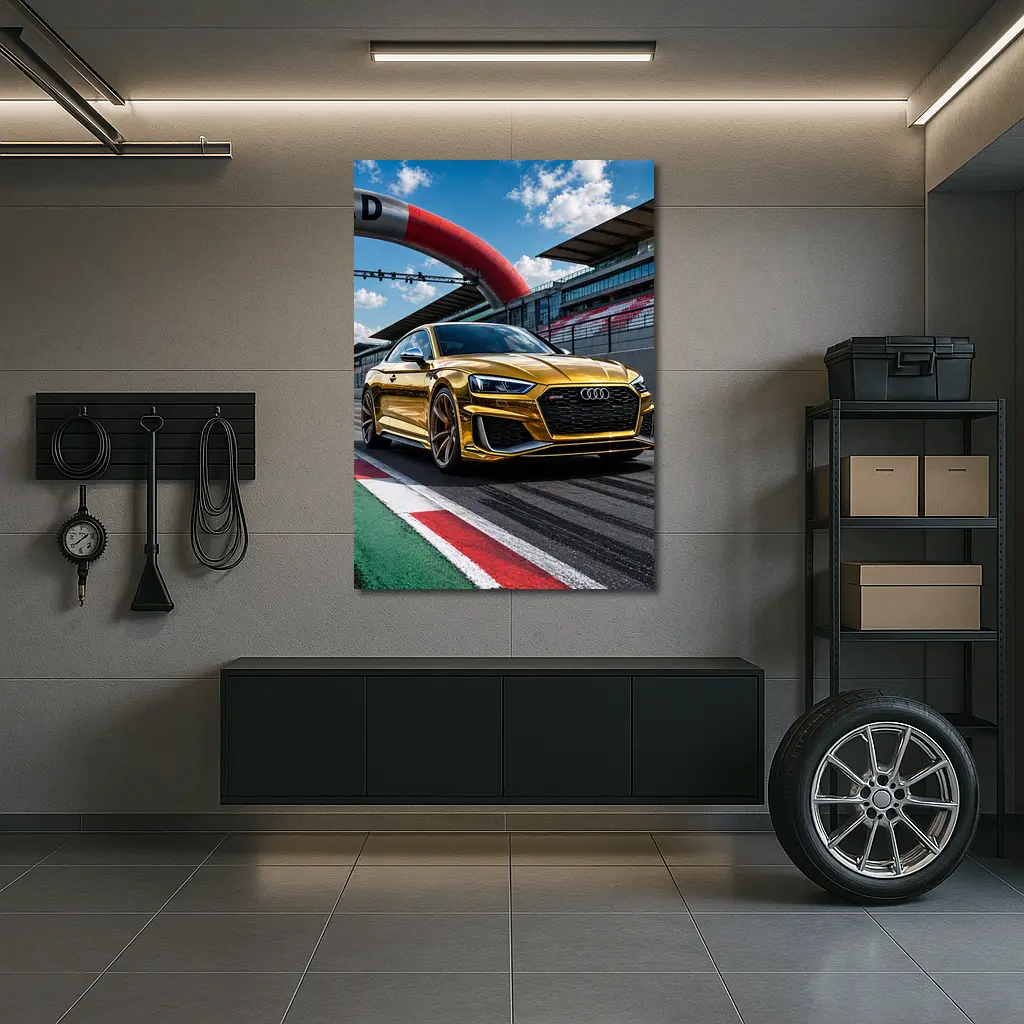 Audi RS5 Gold on Race Track – Wall Art
