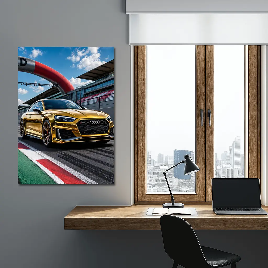 Audi RS5 Gold on Race Track – Wall Art