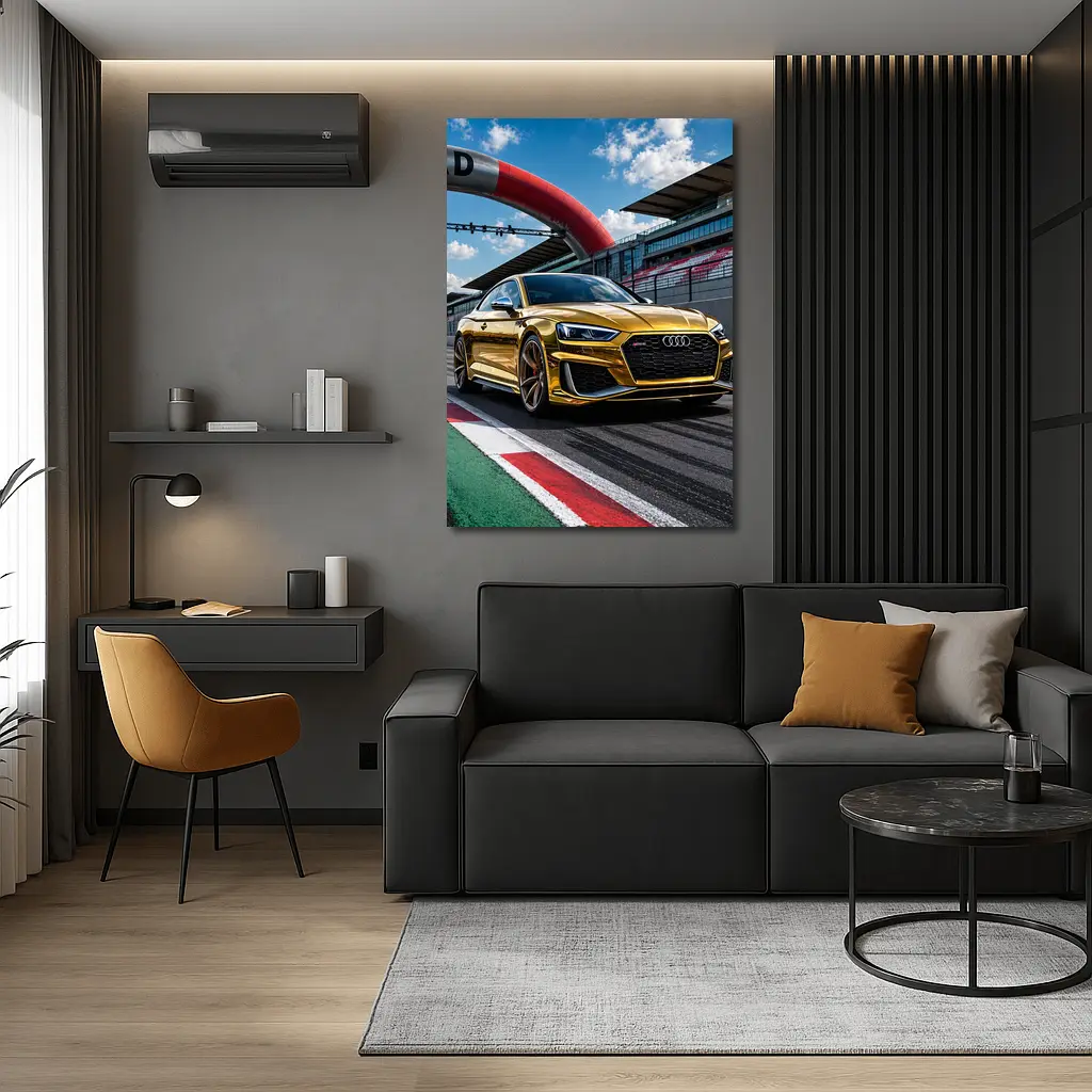 Audi RS5 Gold on Race Track – Wall Art