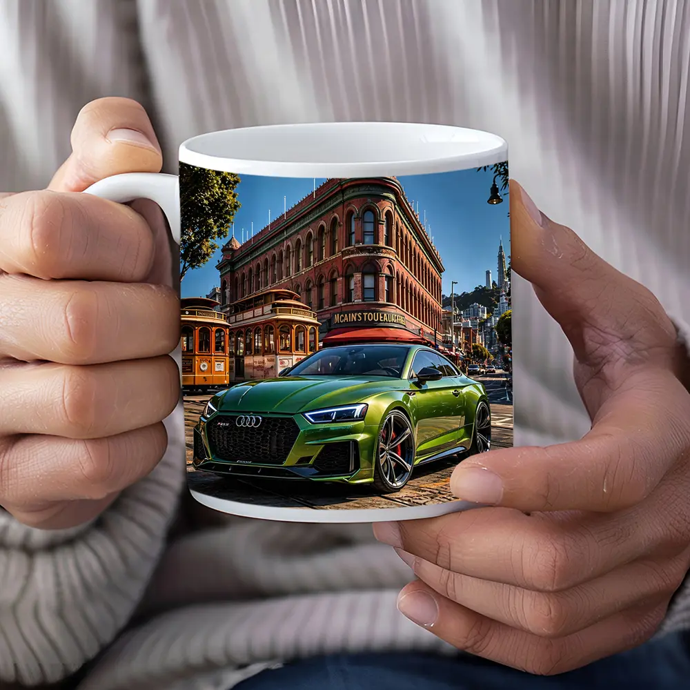 Audi RS5 Green San Francisco Street Scene – Mugs