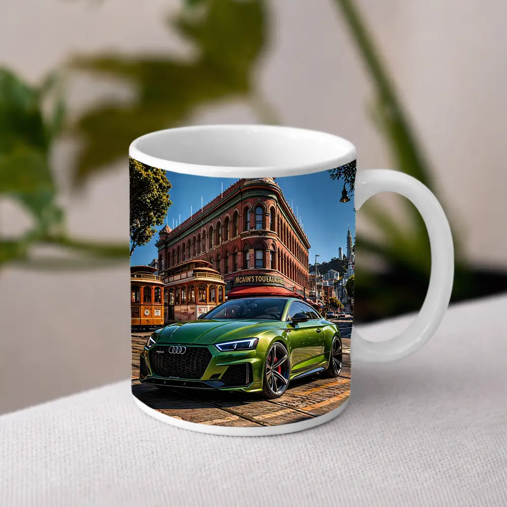 Audi RS5 Green San Francisco Street Scene – Mugs