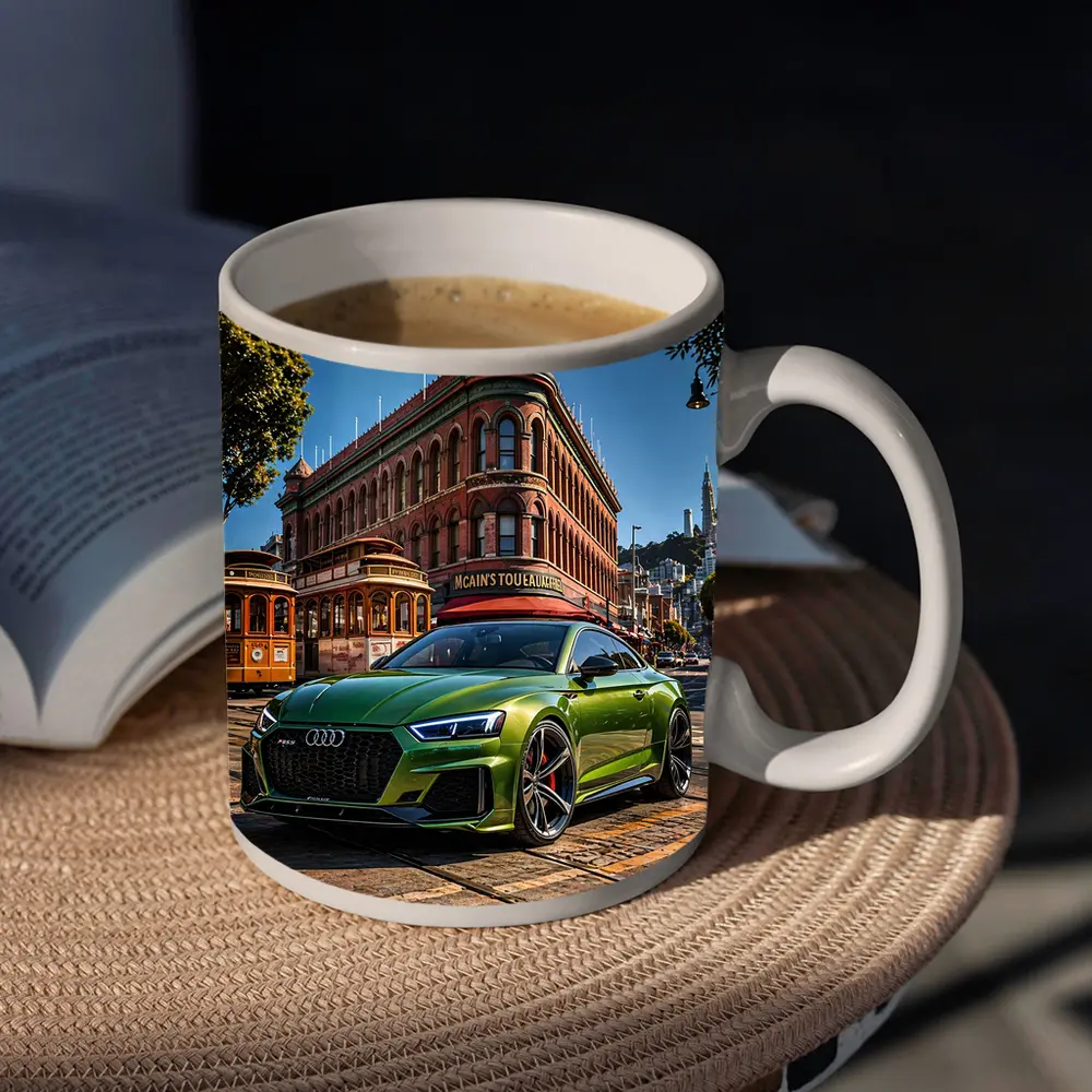 Audi RS5 Green San Francisco Street Scene – Mugs