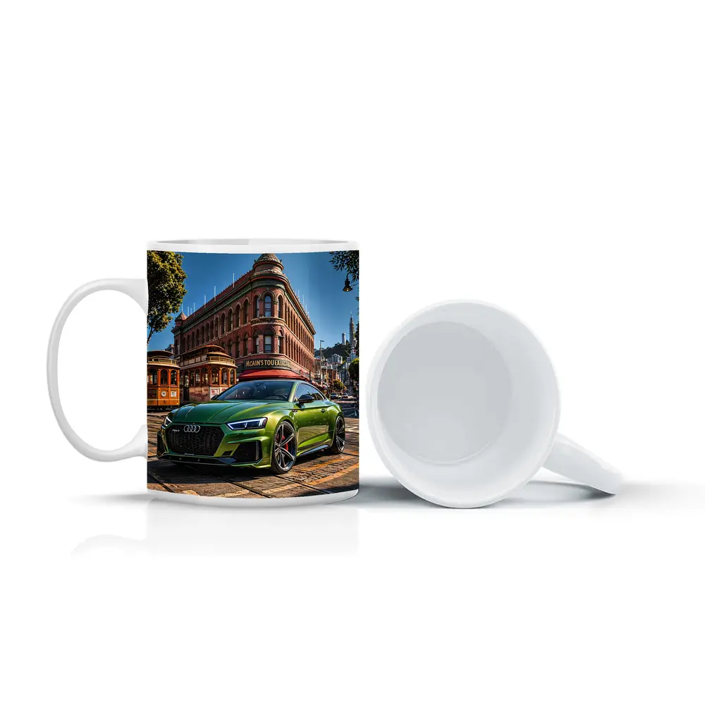 Audi RS5 Green San Francisco Street Scene – Mugs